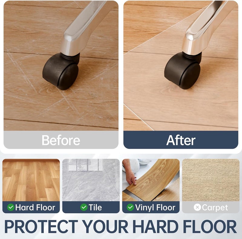 Futurwit Office Chair Mat for Hard Floors, 30" x 48" Hardwood Transparent Protector for Desk Rolling Chairs, Clear Chair Mat for Home Office (with Lip) - Image 5